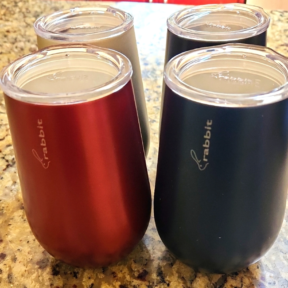 Rabbit Insulated Wine Tumblers Set of 4 NWOT